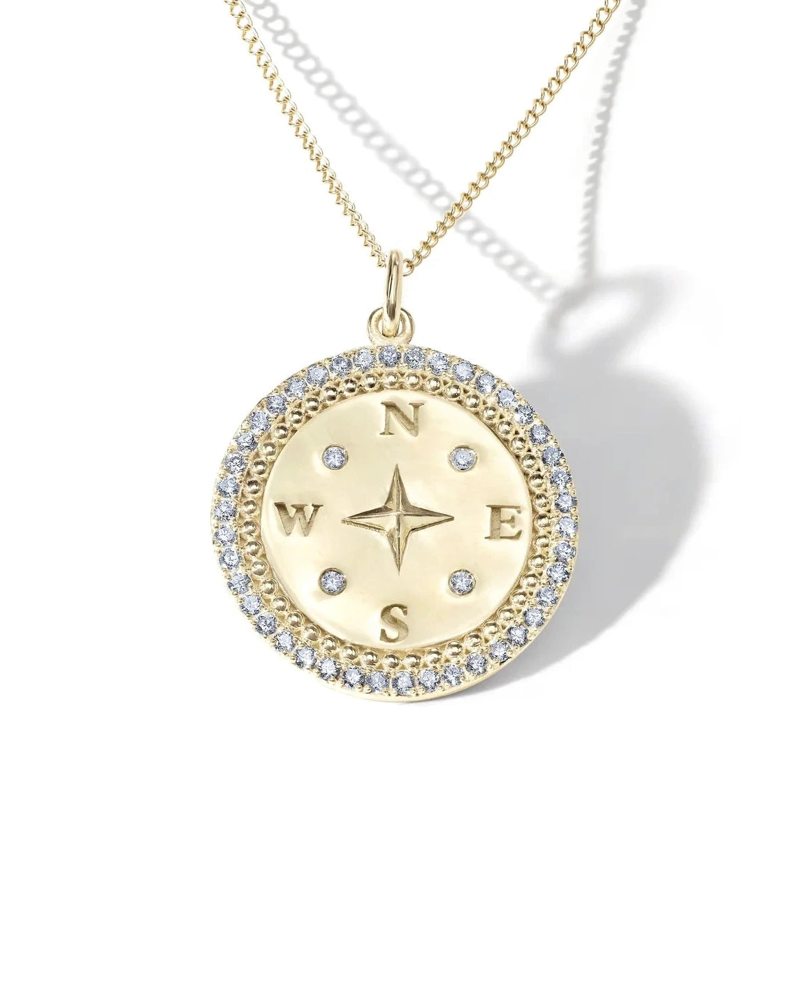 Pavé Diamond Compass Pendant