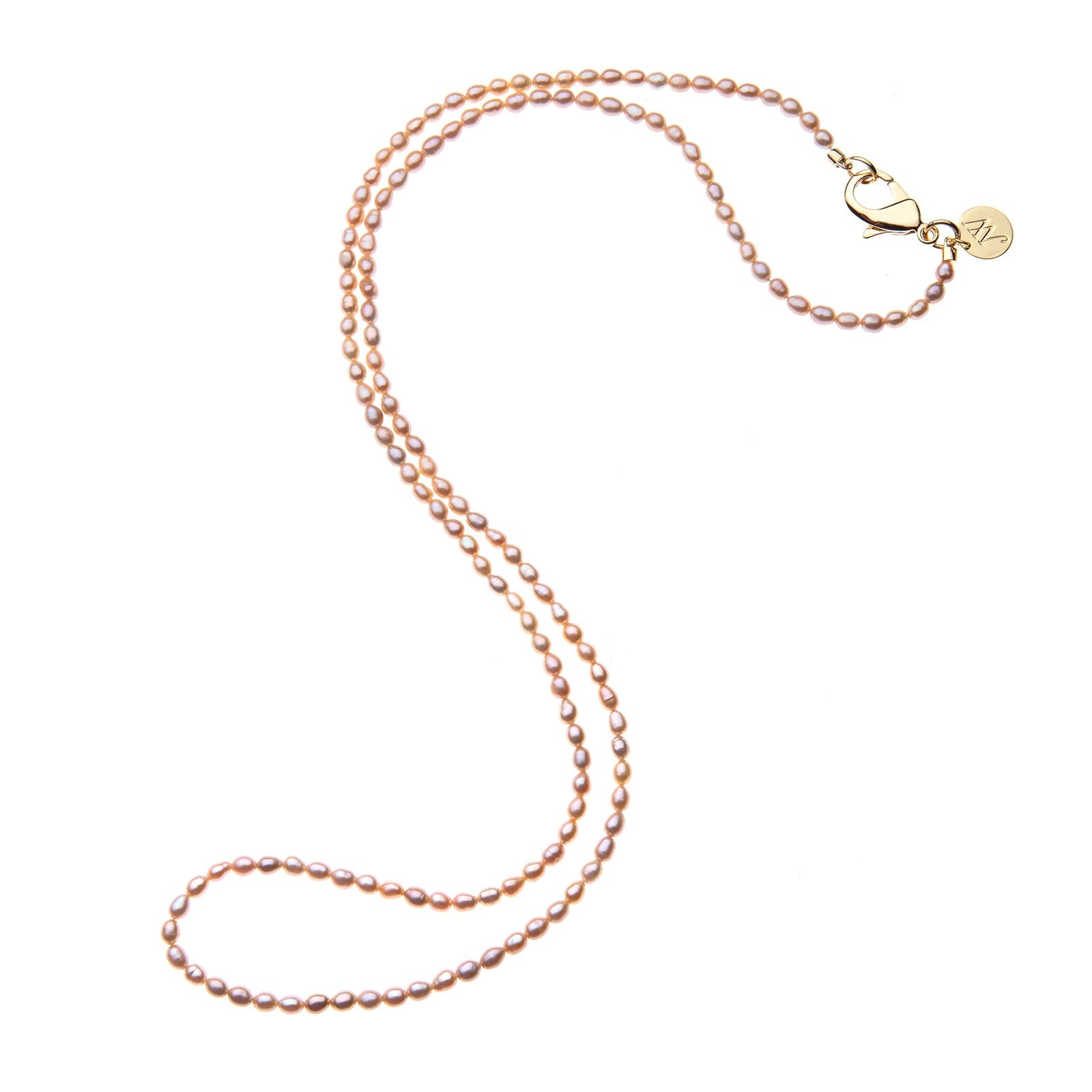 Double Wrap Rice Pearl Necklace in Pink