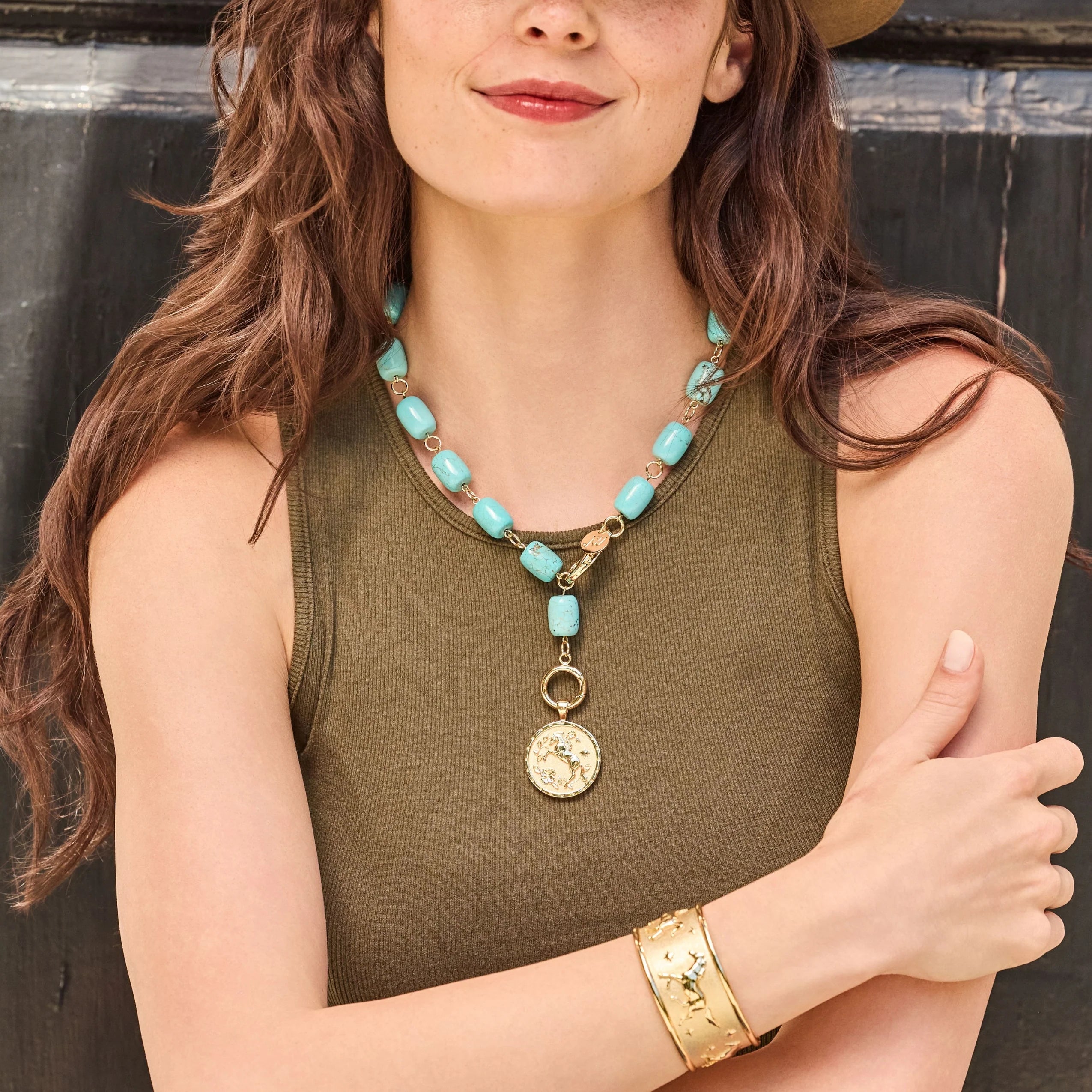 Chunky Turquoise Lariat Necklace
