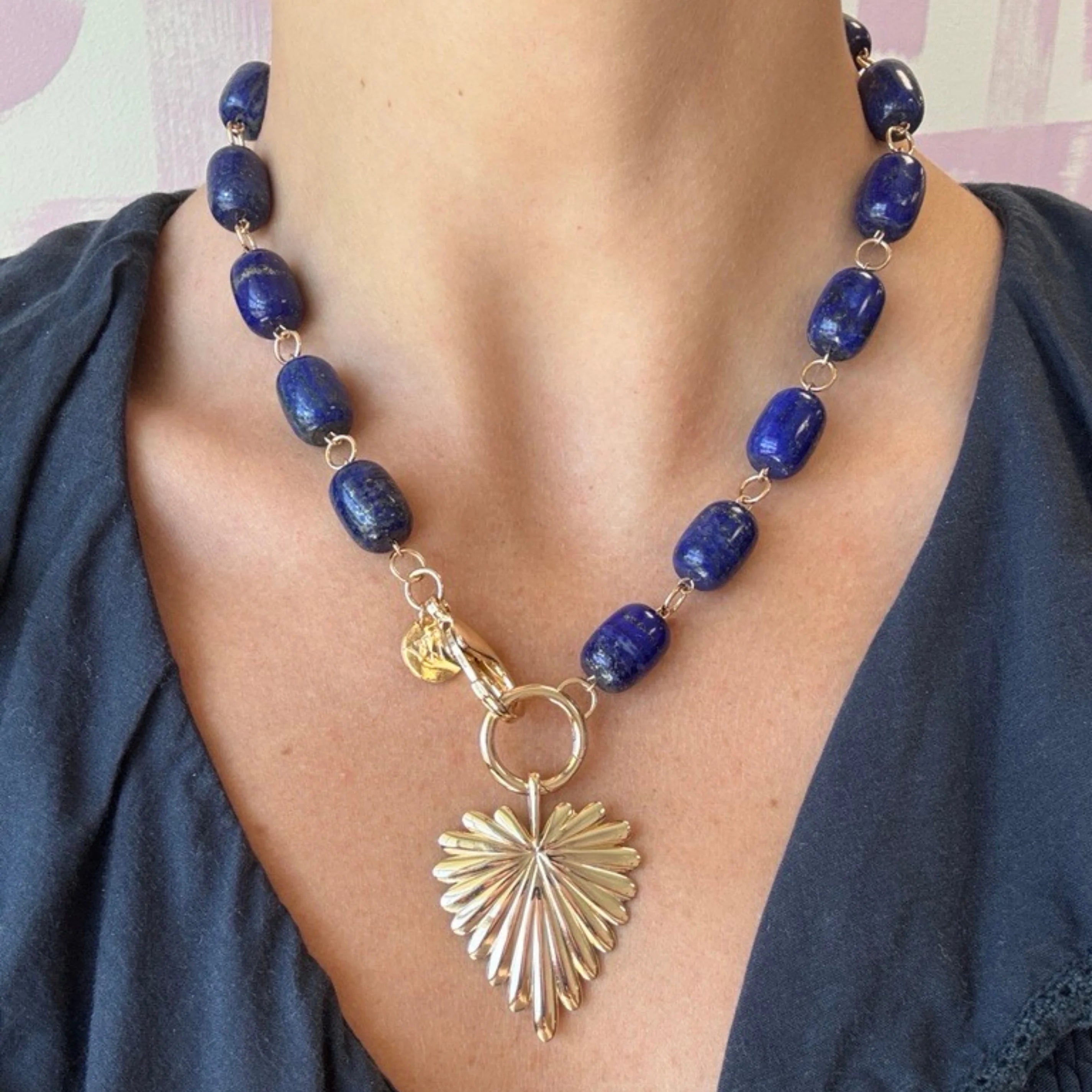 Chunky Lapis Lariat Necklace