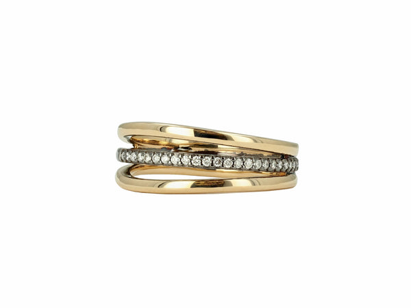 Diamond and Gold Band Spray Ring with Black Rhodium