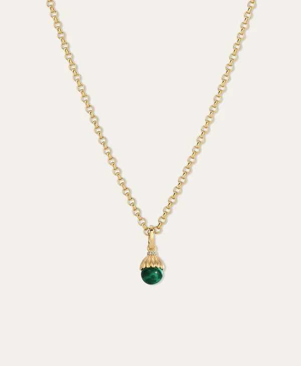 Groovy Malachite + Diamond Cone Hinged Charm