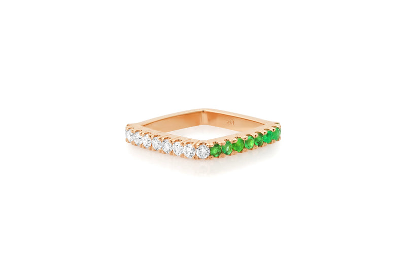 Diamond and Emerald Square Ring