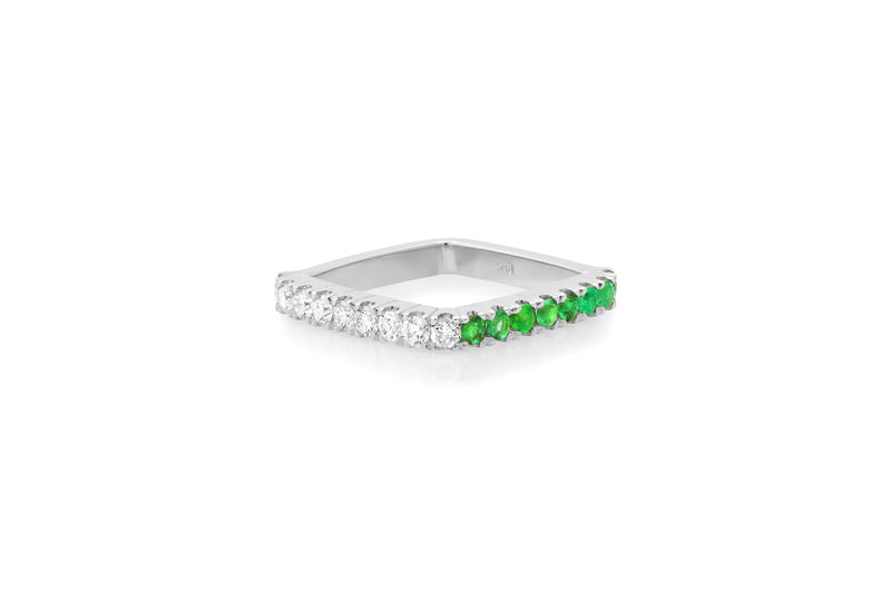 Diamond and Emerald Square Ring