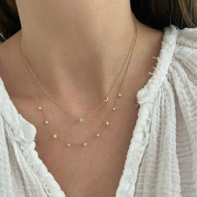 Diamond Baby Star & Gold Moon Necklace