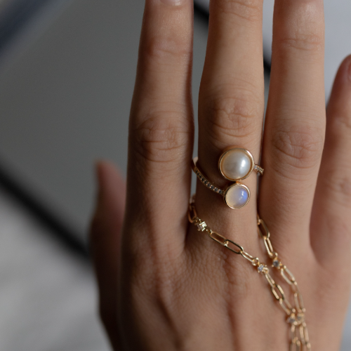 Penelope Wrap Ring Pearl & Moonstone