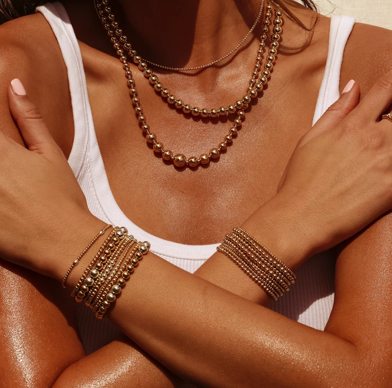 3mm Yellow Gold Filled Bracelet With 4mm Sterling Silver