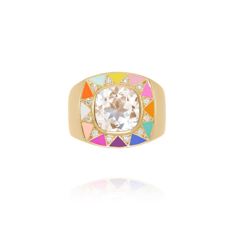 Stella ring rainbow colors enamel, diamonds and stone Crystal