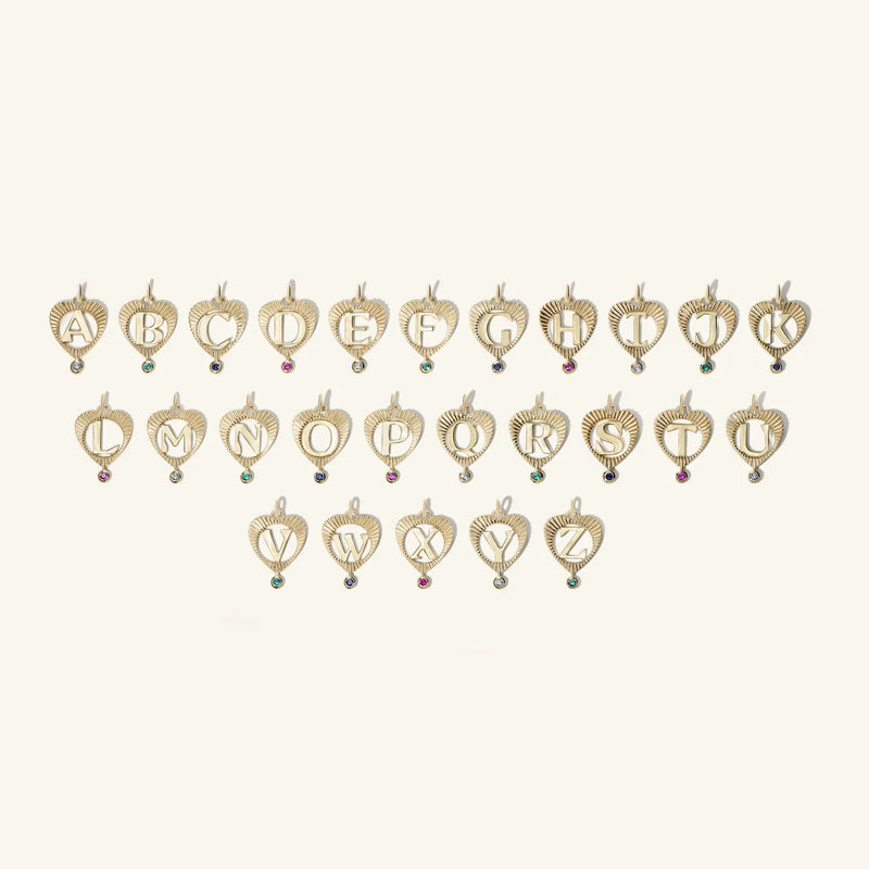 Medium Sunbeam Letter Heart Charm