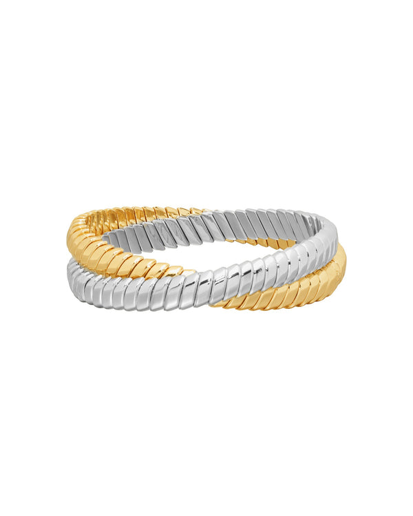 The Double Cobra Bracelet in Mixed Metals