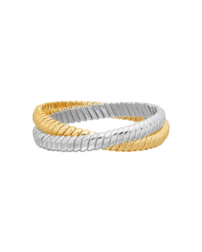 The Double Cobra Bracelet in Mixed Metals