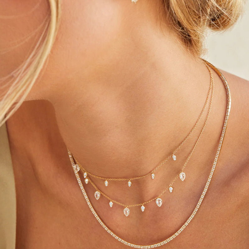 Diamond & White Quartz Ultimate Teardrop Necklace