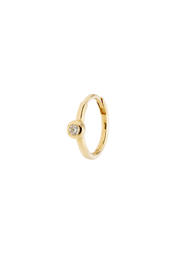 Mini Gold Bezel Diamond Hinge Hoop