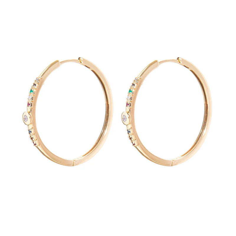 Diamond Bezel Rainbow Gem Hoop