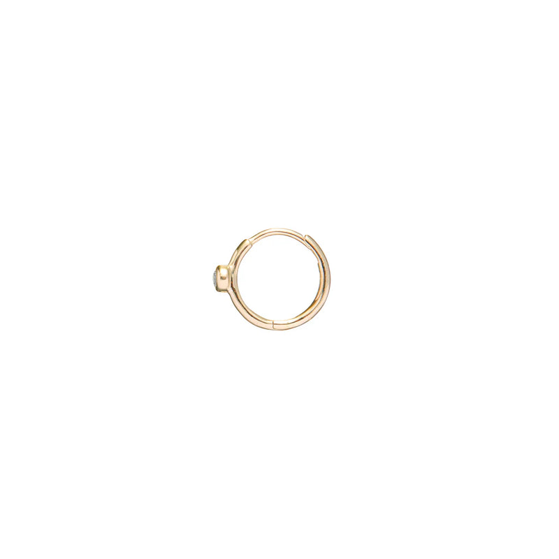 Mini Gold Bezel Diamond Hinge Hoop