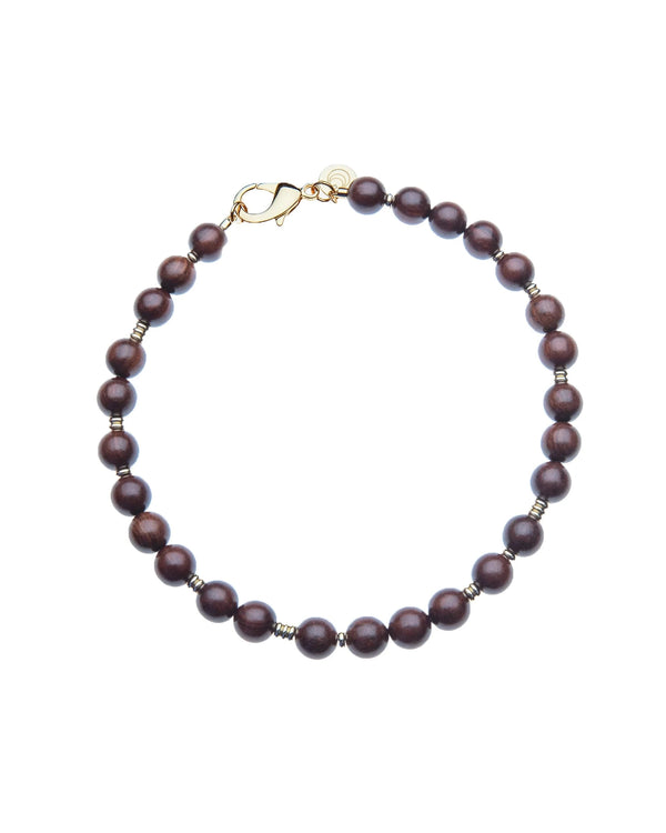 Wood and Gold Beaded Necklace