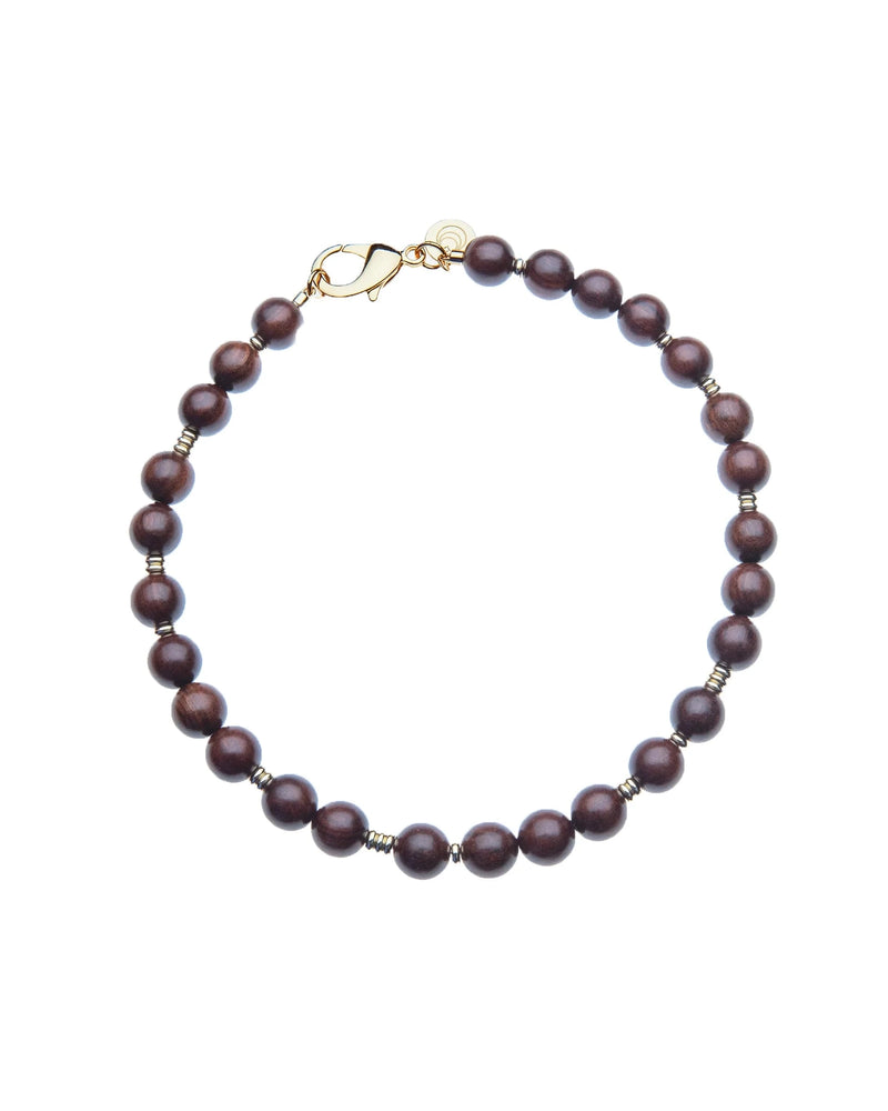 Wood and Gold Beaded Necklace