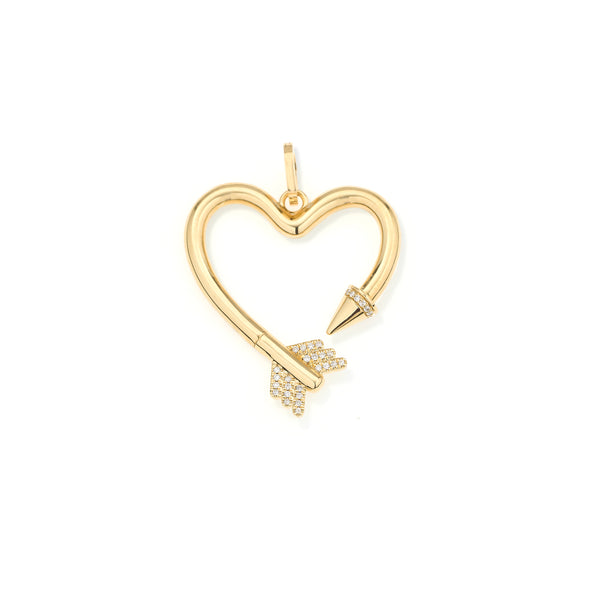 Diamond Arrow Heart Hinged Charm for Big Beads