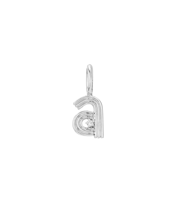 Groovy Diamond Initial Mini Charm in Sterling Silver
