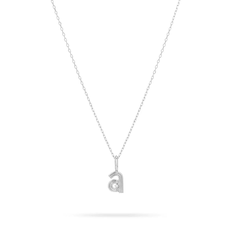 Groovy Diamond Initial Mini Charm in Sterling Silver