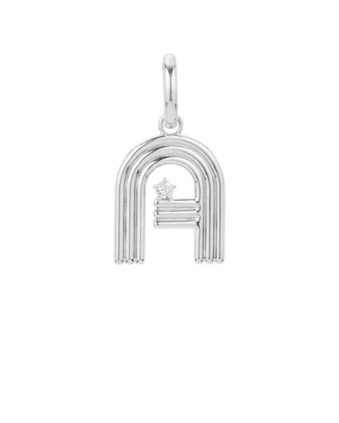 Groovy Diamond Initial Hinged Charm in Sterling Silver