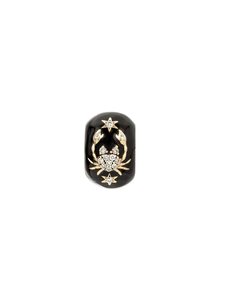 The Zodiac Ceramic + Diamond Cancer Big Bead by Adina Reyter features a ceramic bead with diamond accents and a Cancer zodiac design for a celestial, personalized touch.