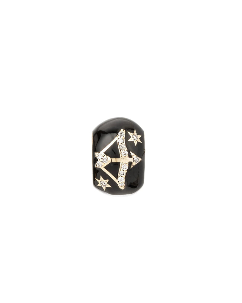 The Zodiac Ceramic + Diamond Sagittarius Big Bead by Adina Reyter evokes the elegance of zodiac jewelry, featuring cosmic charm reminiscent of gold and diamonds for a celestial accent to your style.