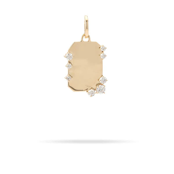 Diamond Dog Tag Hinged Charm - Lab Grown