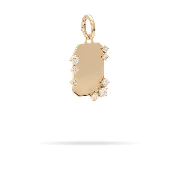 Diamond Dog Tag Hinged Charm - Lab Grown