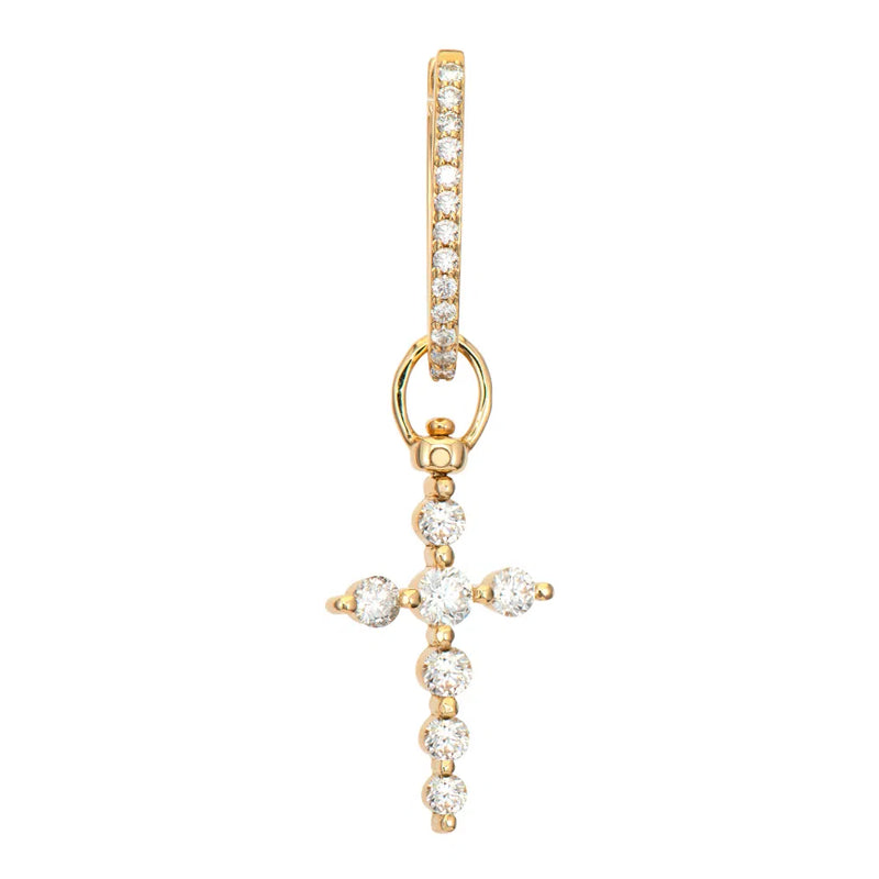 Single Prong Set Diamond Cross Top Switch Charm