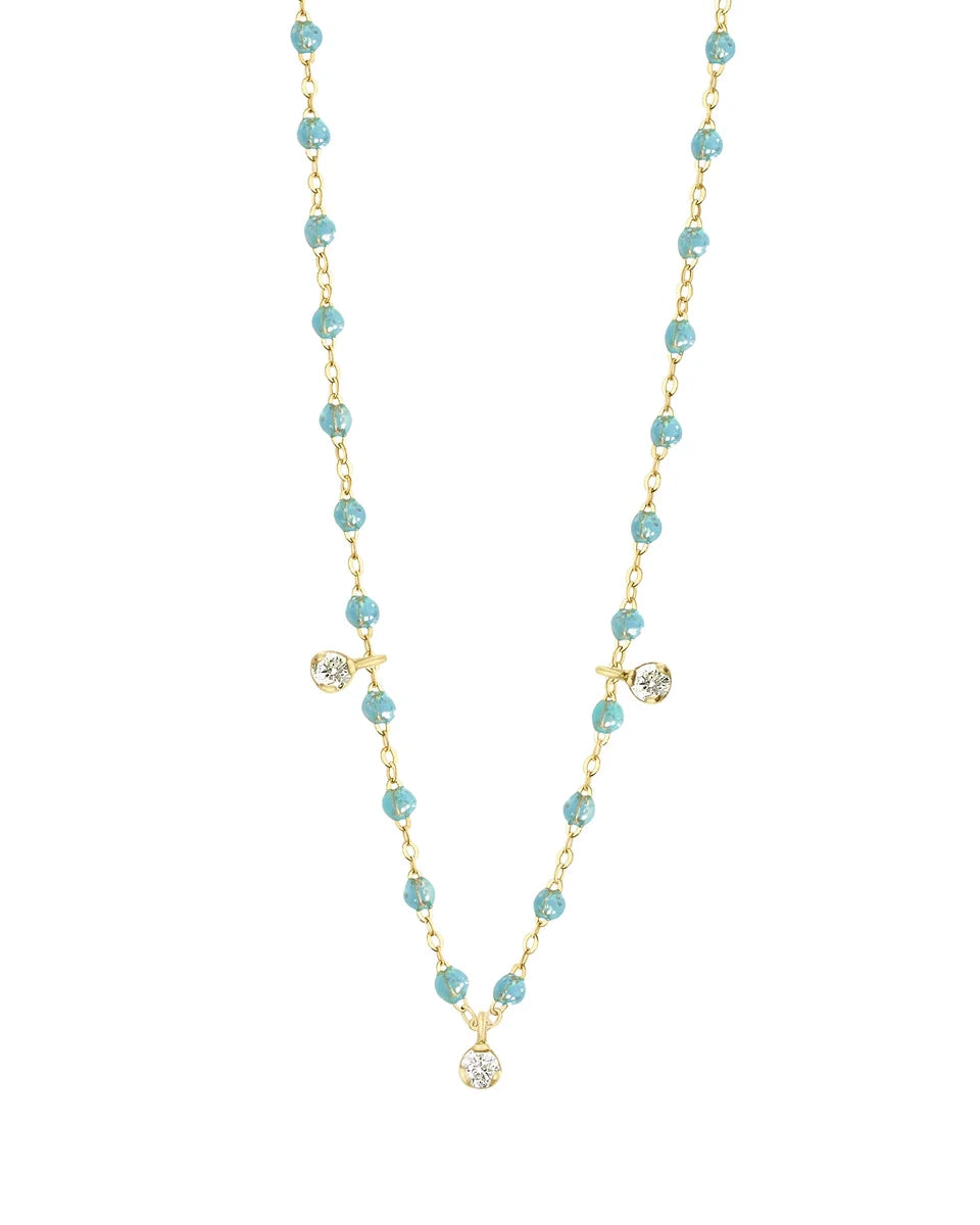 Gigi Supreme Classic 3 Diamond Necklace Yellow Gold, 17.7