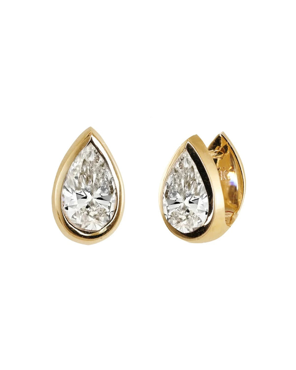 14kt gold baby teardrop diamond bezel hoop