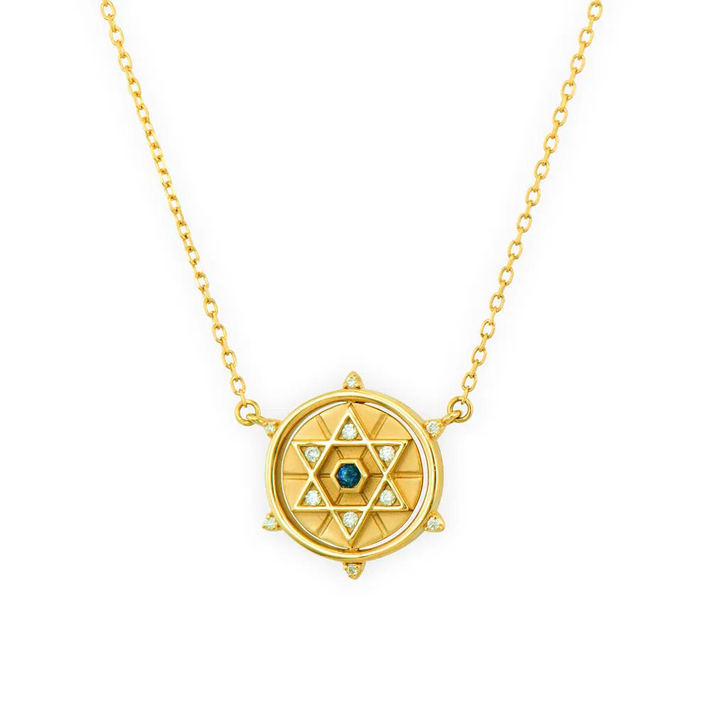 Hamsa and Star of David Double Sided Flip Necklace