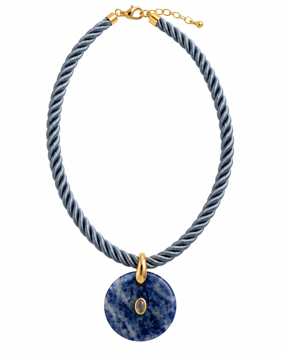 Blue Rope Disc Necklace
