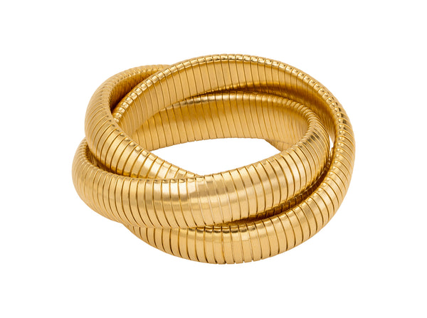 High Polished Gold Triple Cobra Bracelet