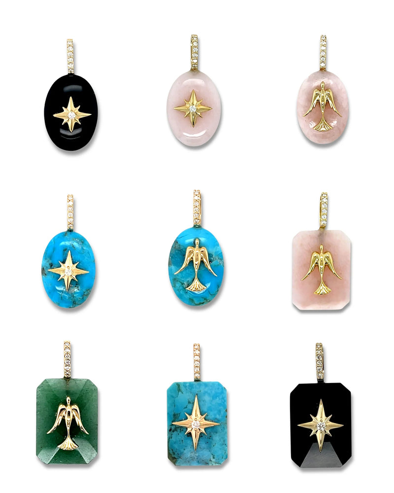 Small Oval Cabochon Starburst Pendant