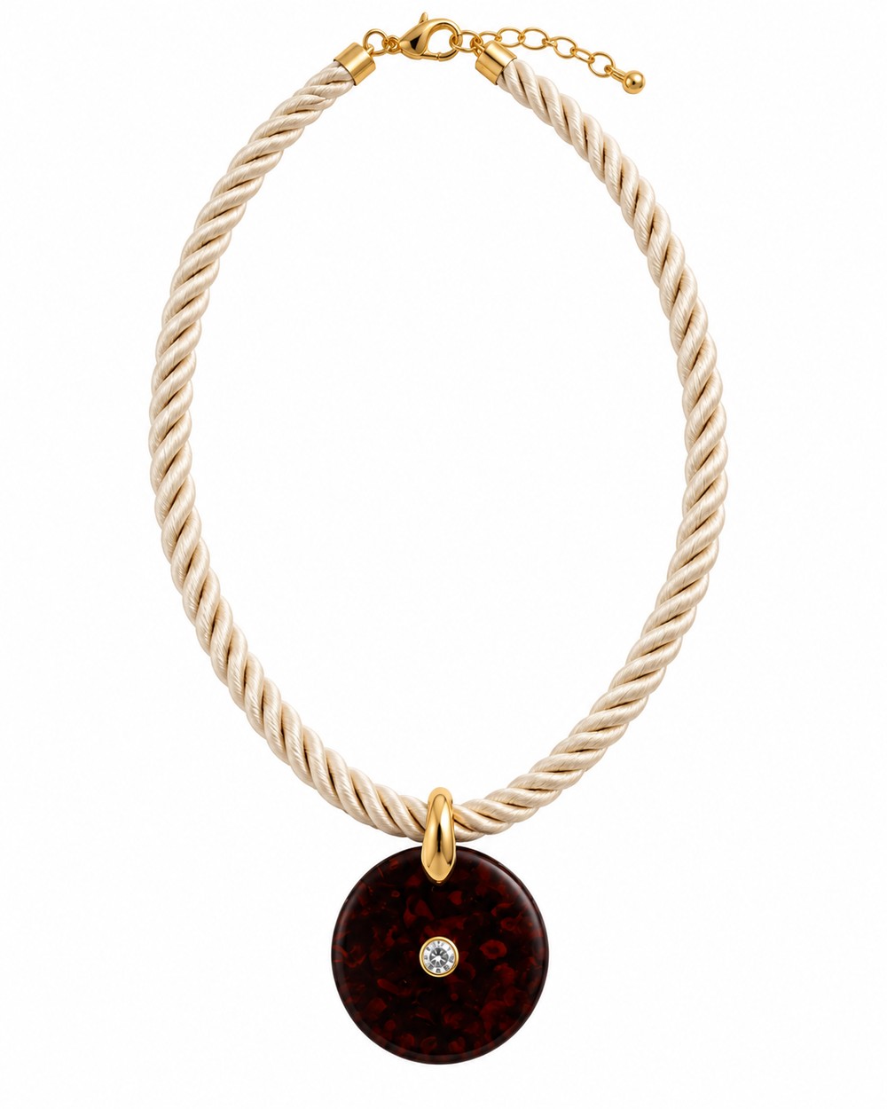 Cream Rope Disc Necklace