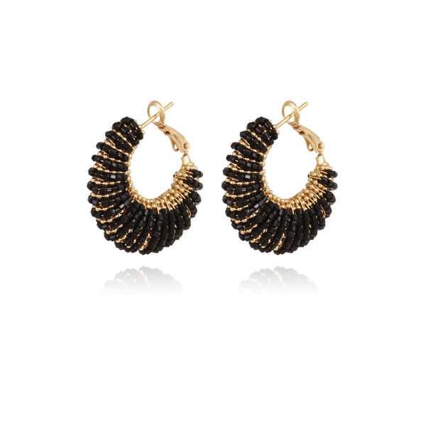 Izzia earrings small size gold - Black Onyx