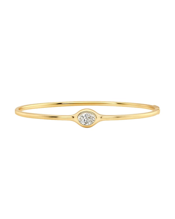 14kt gold single diamond bezel orbit bangle