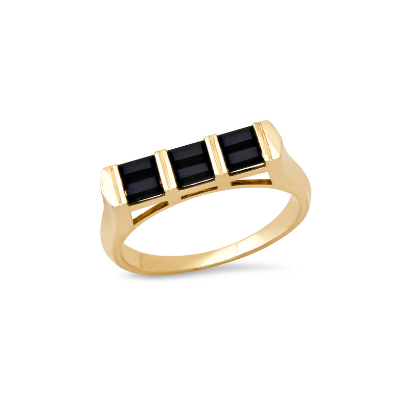 Double Baguette Stackable Onyx Ring