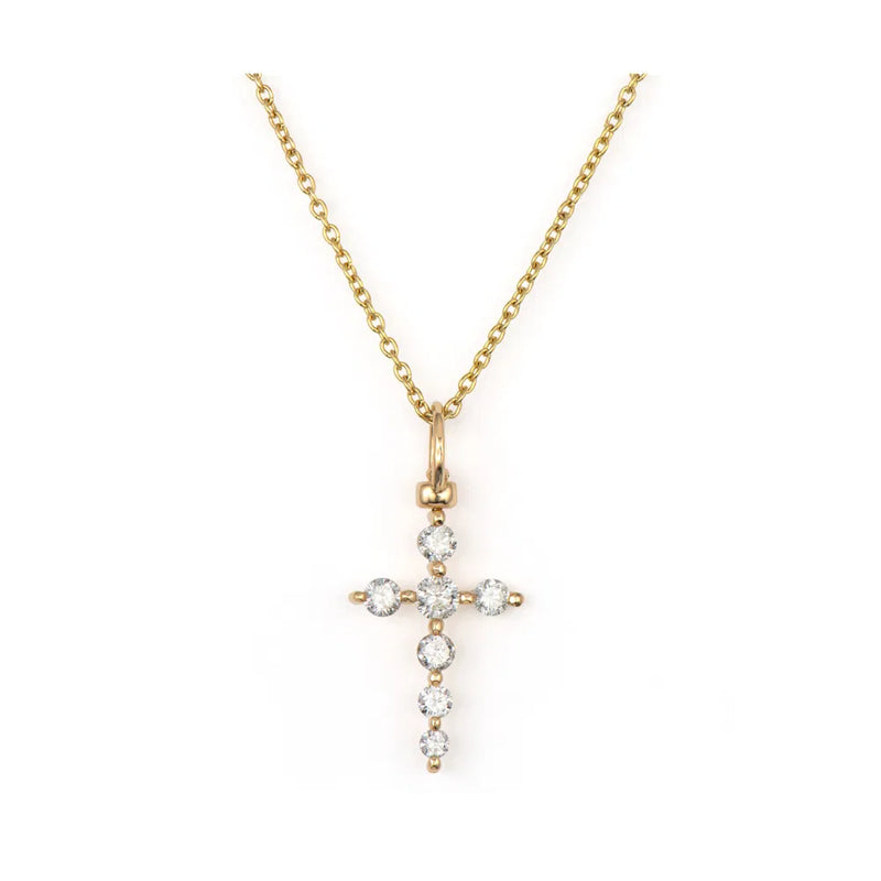 Single Prong Set Diamond Cross Top Switch Charm