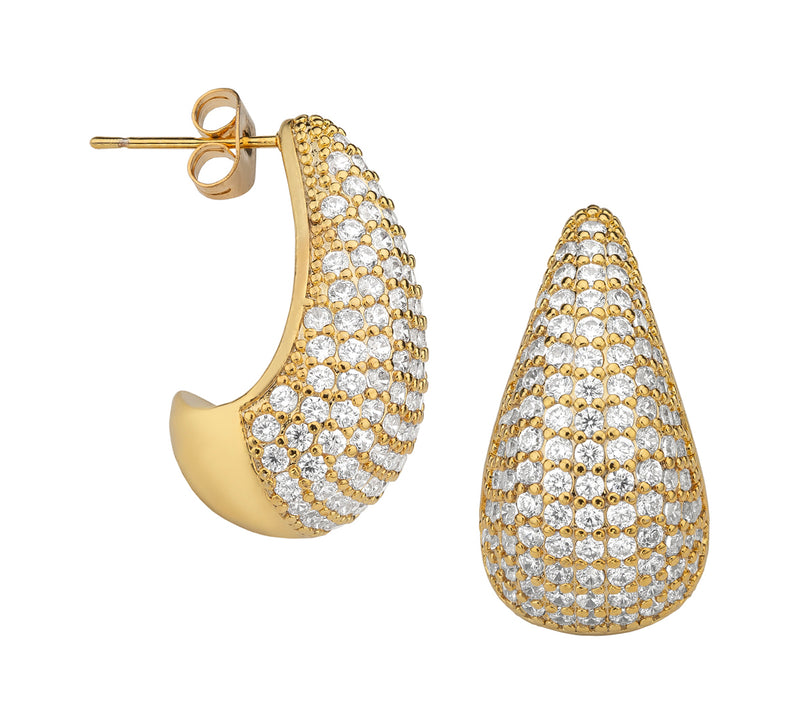 CZ Crystal Teardrop Pave Earrings