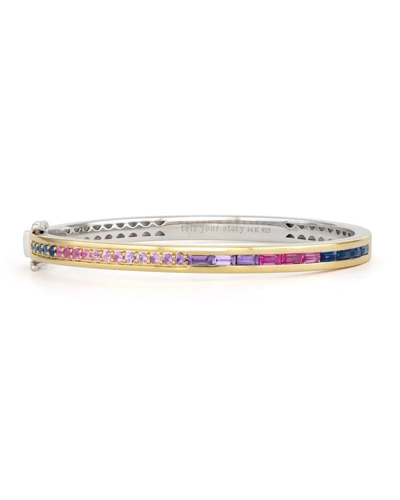 Two-Toned Rainbow Sapphire Pave Bangle