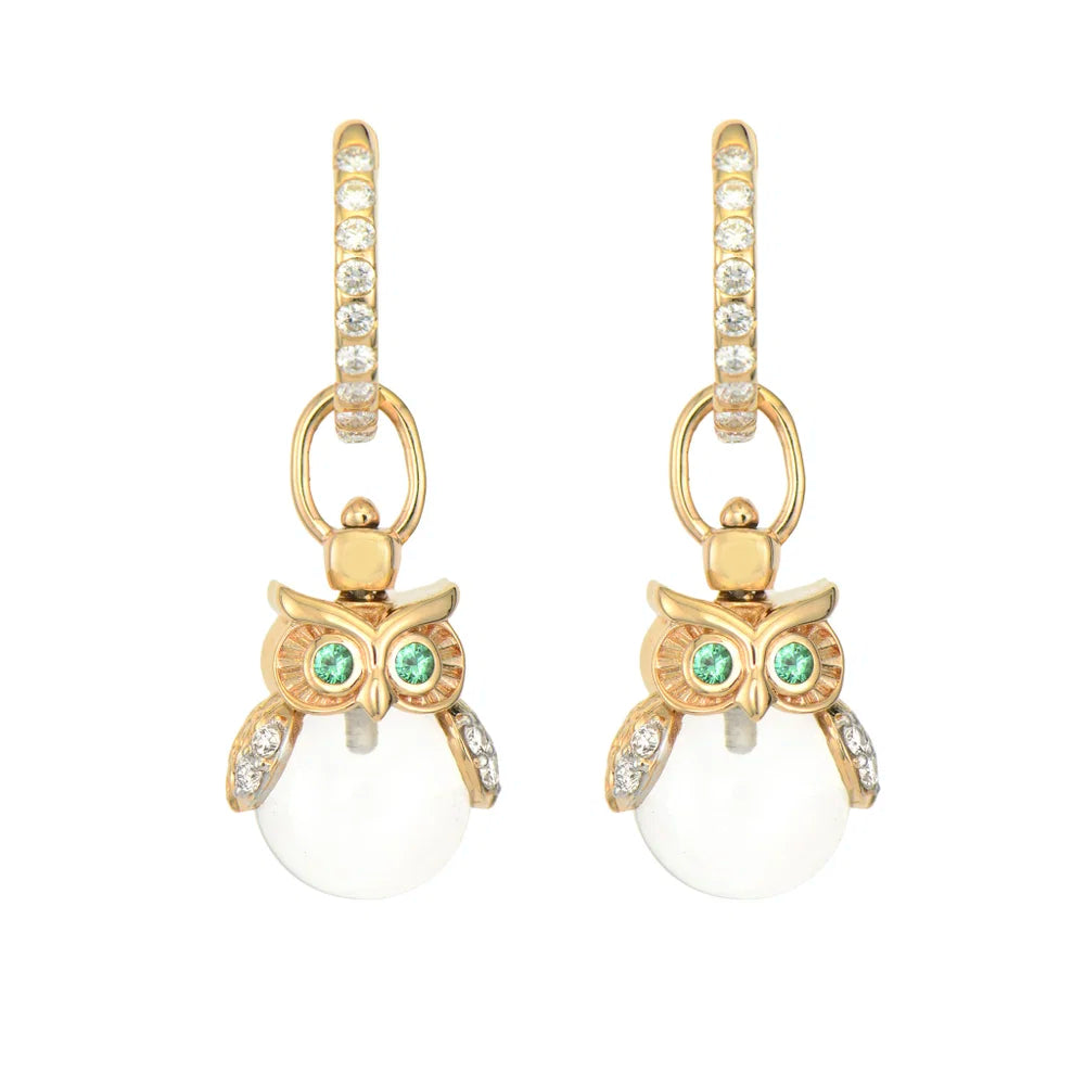 Eyes of the Night Owl Amulet Charm with Rock Crystal