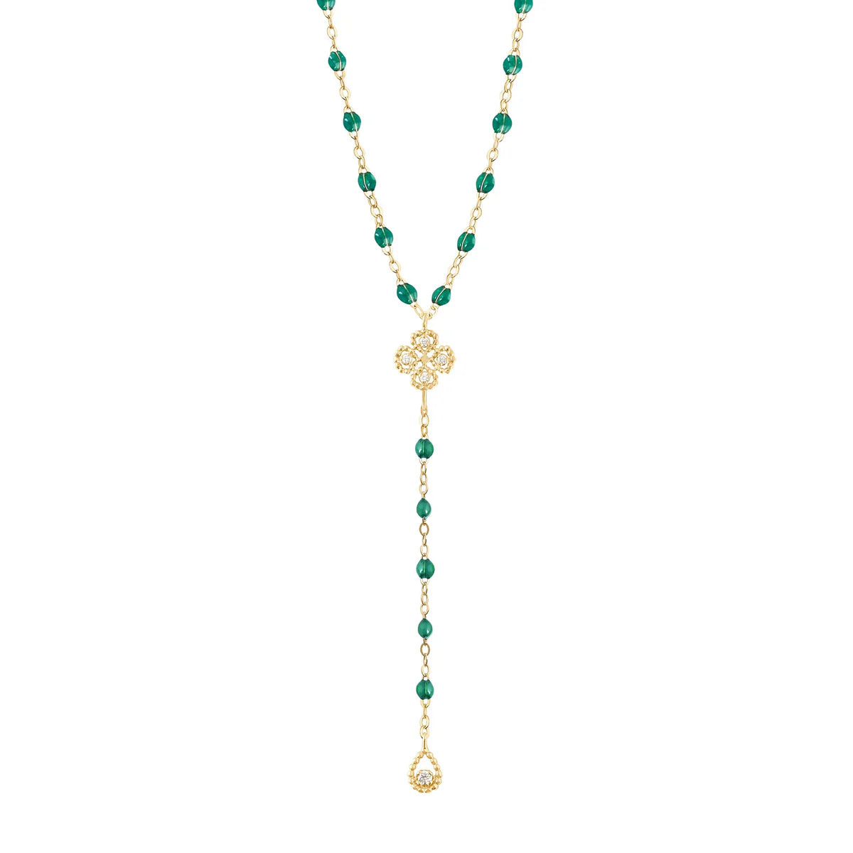 Lucky Classic Gigi Jade diamond Lariat, Yellow Gold, 17.7