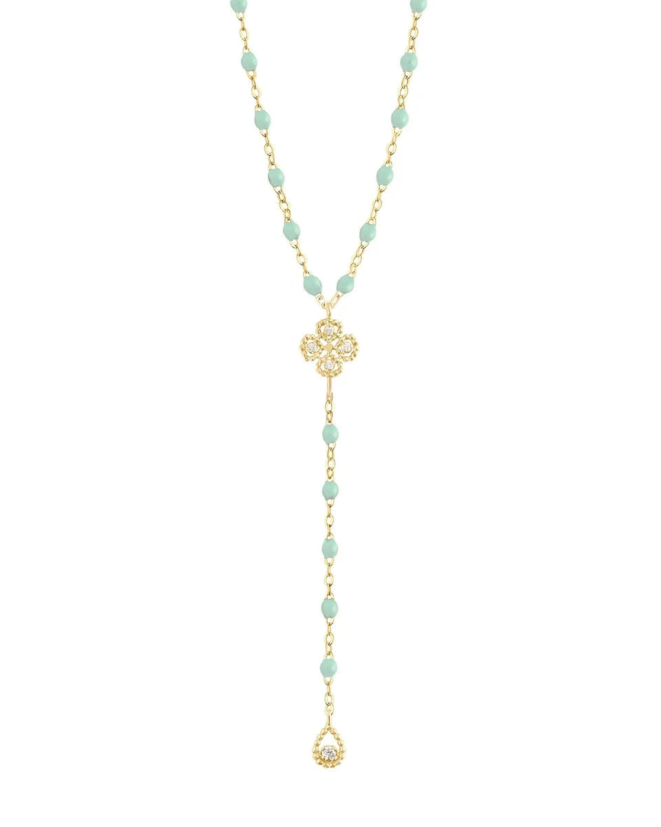 Lucky Classic Gigi Jade diamond Lariat, Yellow Gold, 17.7