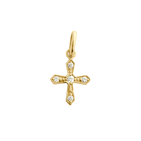 Vintage Cross Diamond Pendant, Yellow Gold