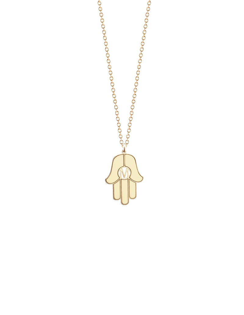 Stella Hamsa Initial Necklace