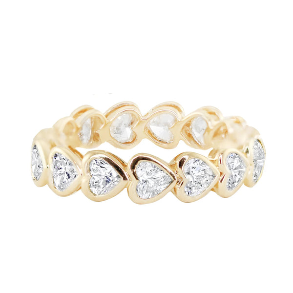 14kt gold heart diamond bezel ring