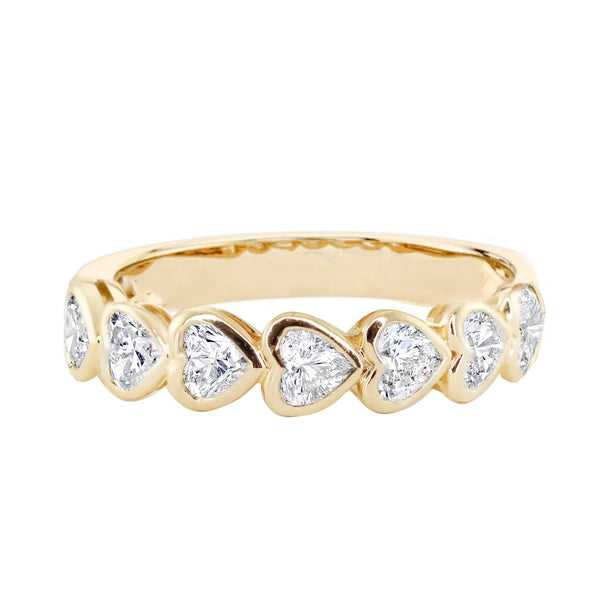 14kt gold heart diamond bezel ring